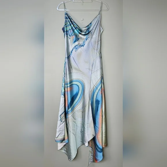 JONATHAN SIMKHAI Women's Watercolor Sleeveless Cowl-Neck Nellie Slip Dress, 10 - Picture 7 of 14